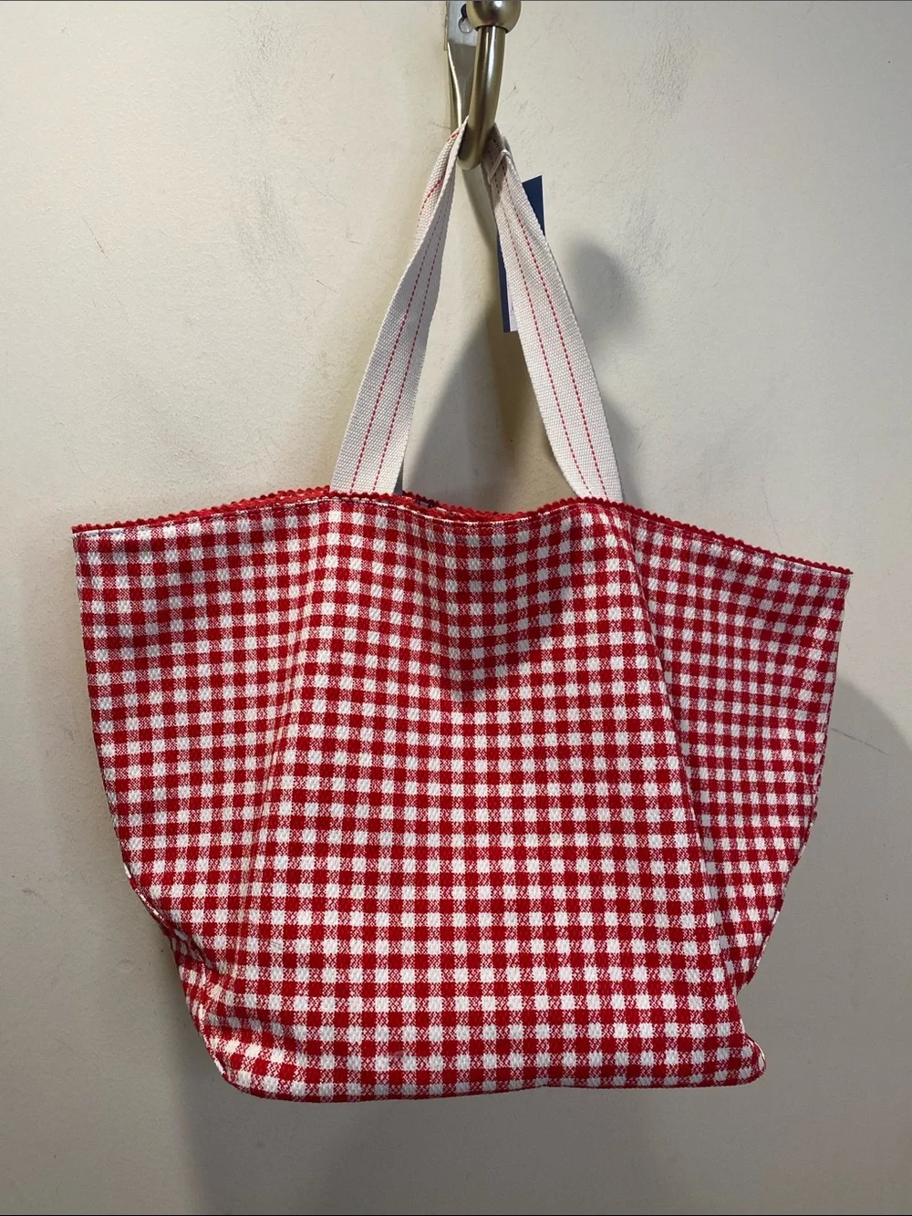 Universal Threads Reversable Red Gingham Canvas  Tote Bag  NWT